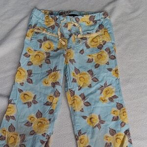 Boden Kids' Floral Pants in Blue and Yellow